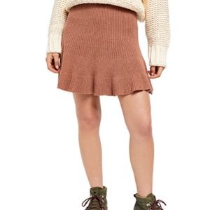 Free People Solid Gold Ribbed Skirt XS